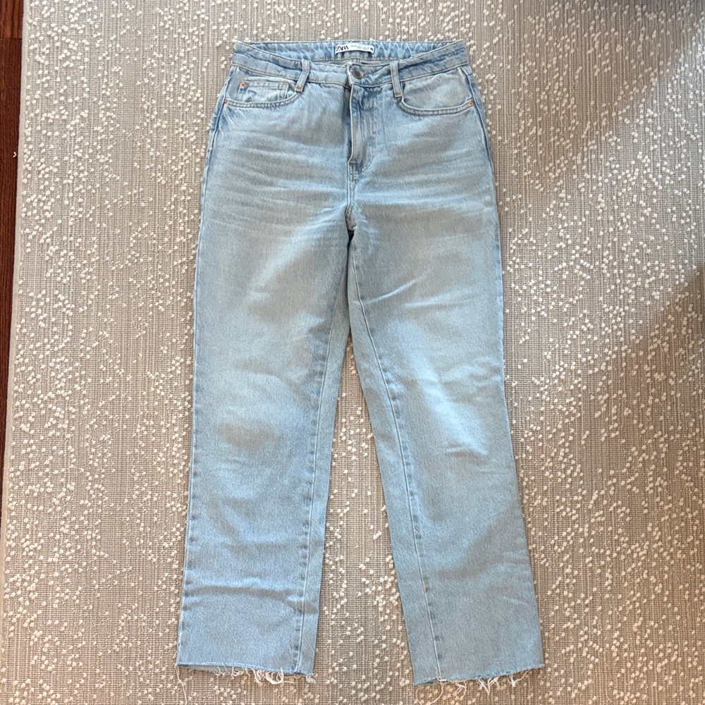 Zara Light Blue Straight Leg Jeans